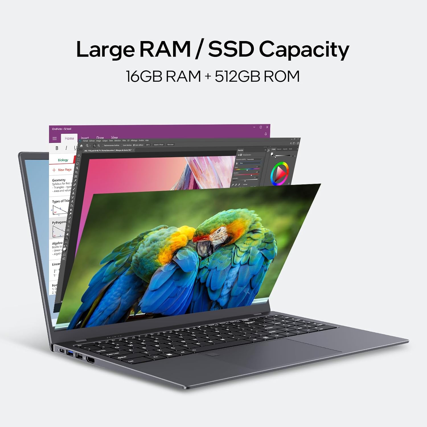 15.6-inch, 16GB RAM, 512GB SSD, FHD IPS Display Laptop Computer, N5095 Quad Core, 2.4/5G WiFi, BT4.2 Backlit and Fingerprint, Lightweight and Portable