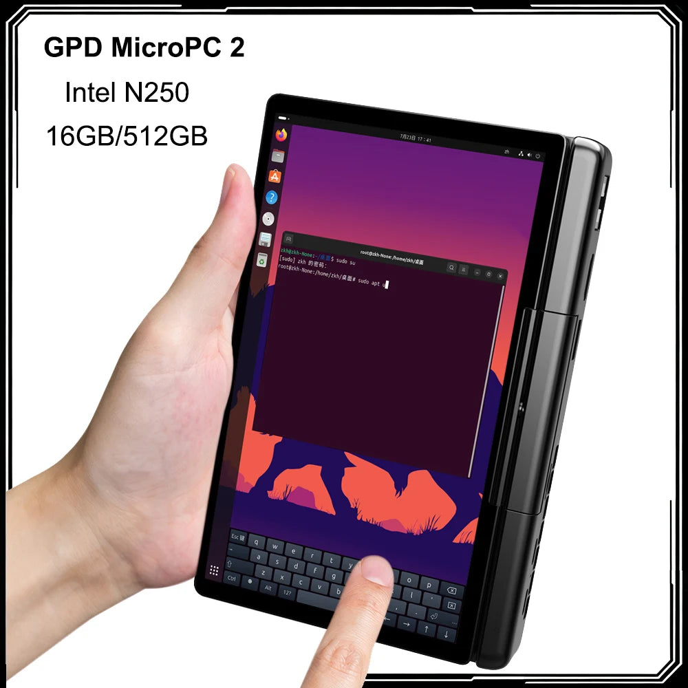 GPD MicroPC 2 Laptop 7-inch Screen Mini Notebook Intel N250 16GB/512GB Windows 11 Portable Laptop PC for Business